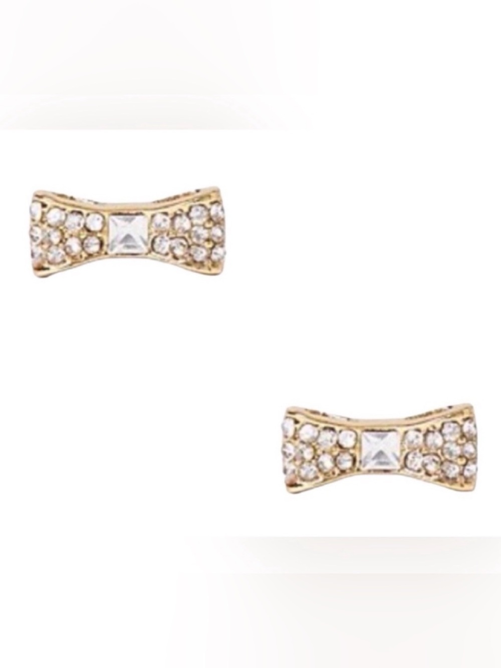 kate spade Ready Set Bow Gold Bow Stud Earrings with Crystals